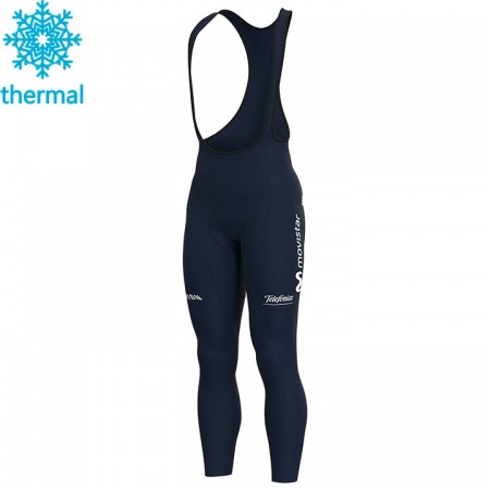 Fietsbroek Lang met Bretels 2020 Movistar Team N001 Winter Thermal Fleece